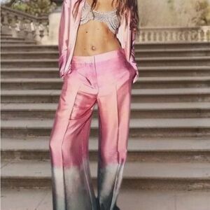 Zara Pink and Gray Ombre Wide Leg Pants